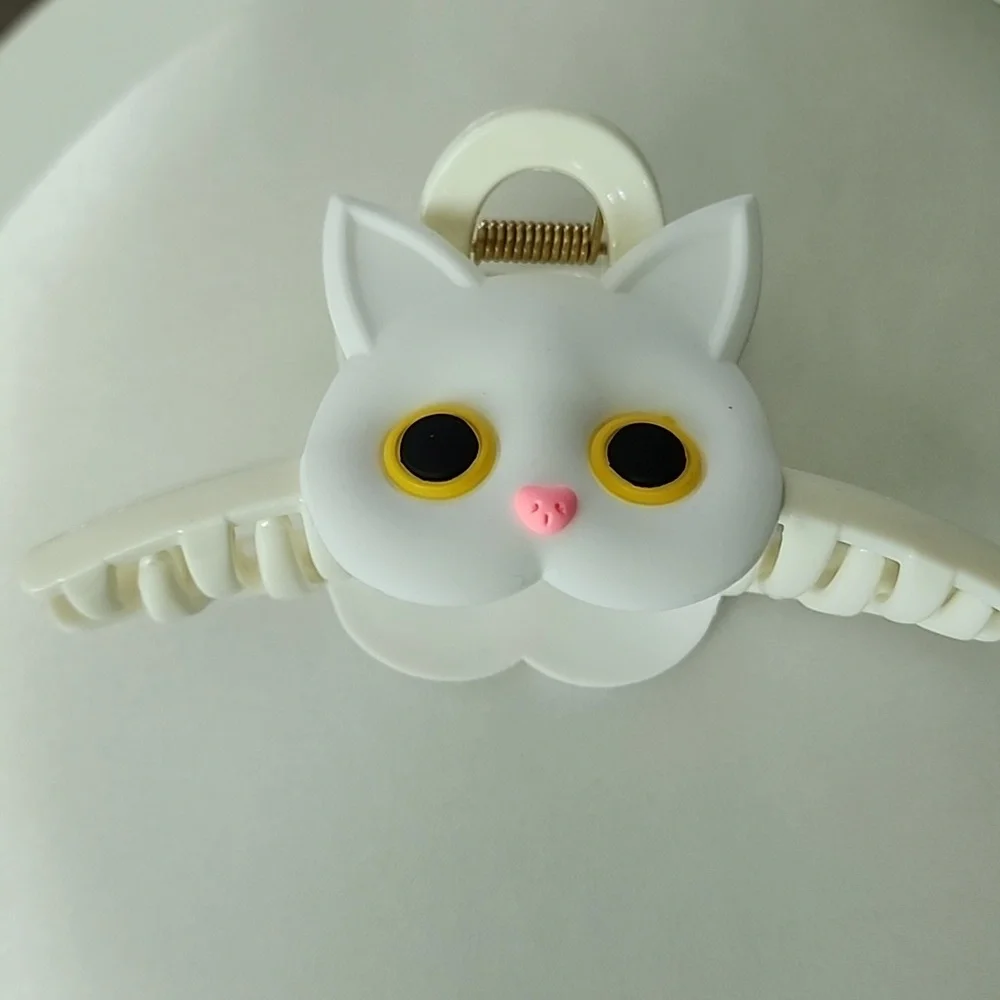 WHITE Cat Hair Clip ACRYLIC Hair Claw